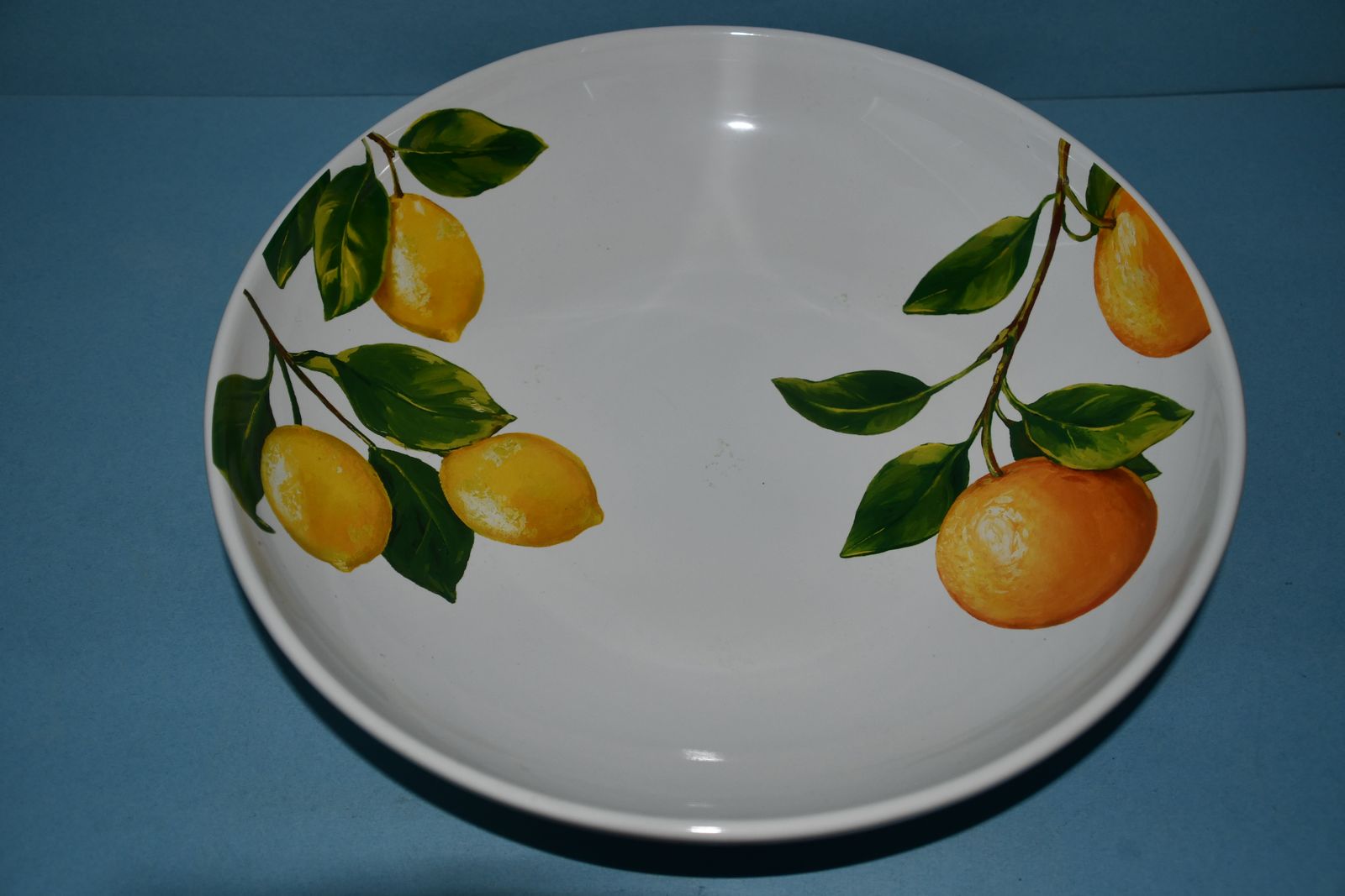 NEW ~ LARGE CERAMIC BOWL ~ LEMONS & ORANGES ~ 13" DIAMETER ~ QUALITY ~ NO CHIPS!