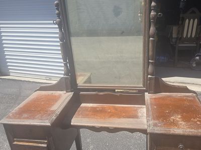 Antique vanity with chair and mirror which is pretty rare