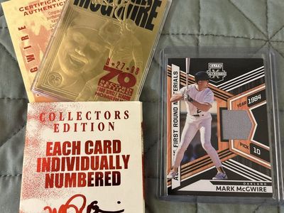Mark McGwire Gold 70 HR season 23 Kart Gold Card & Oakland Athletics MLB Game Used Jersey Card w/COA
