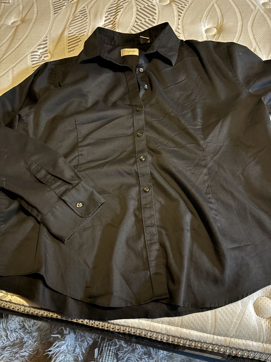 Black XXL Womens Button-down Blouse