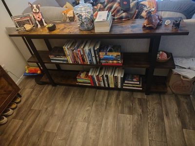Industrial Sofa Table with 3-Tier Storage - Narrow Console Table for Living Room/Hallway
