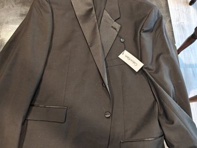 Calvin Klein Men's Black 2-Piece 100% Wool Tuxedo - Size 50 Long, 45W - NWT