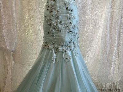 Elegant Mint Beaded Mermaid Prom Dress