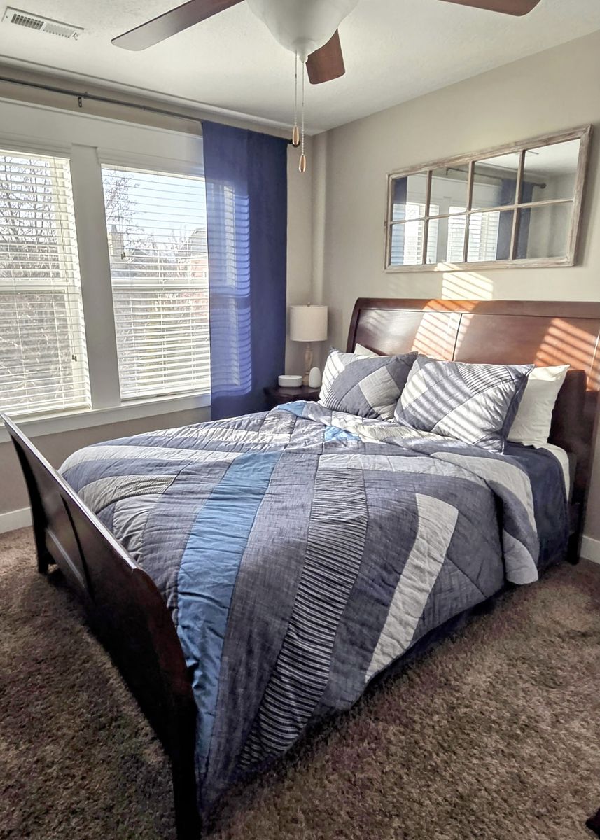 Solid wood sleigh bed and dresser