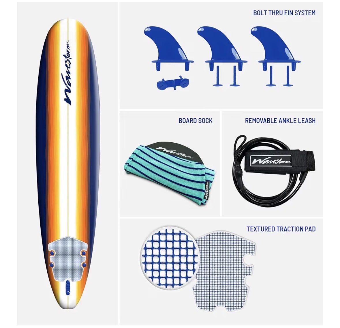 Classic Soft Top Foam 8ft Surfboard