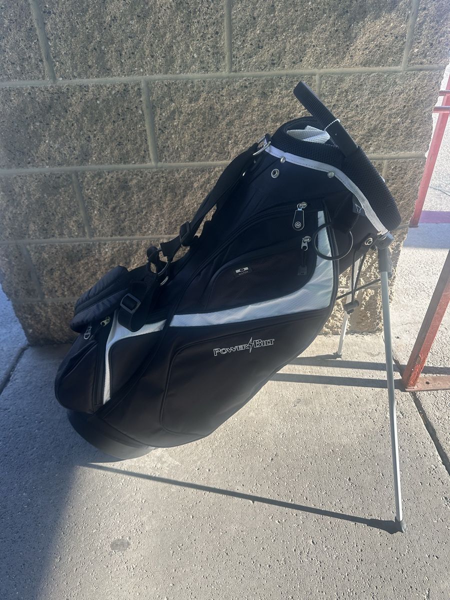 PowerBilt Golf Stand Bag Black & White with Kickstand - Used