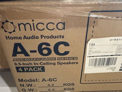 Micca A-6C Architecture Series 6.5-Inch In-Ceiling Speakers (4-Pack, White)
