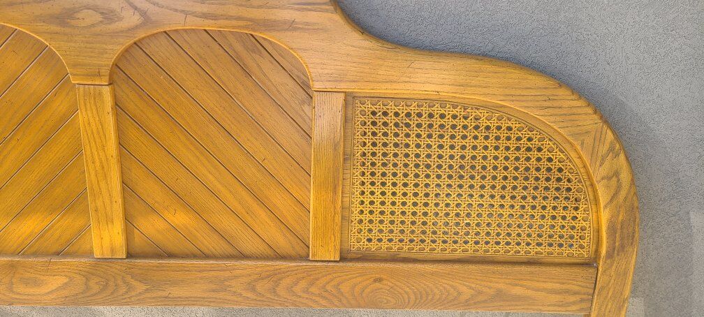 Vintage solid oak headboard and frame complete