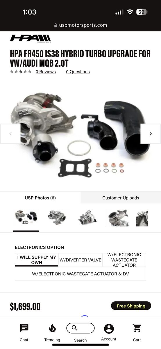 HPA FR450 IS38 hybrid turbo for VW Golf R/GTI -MQB