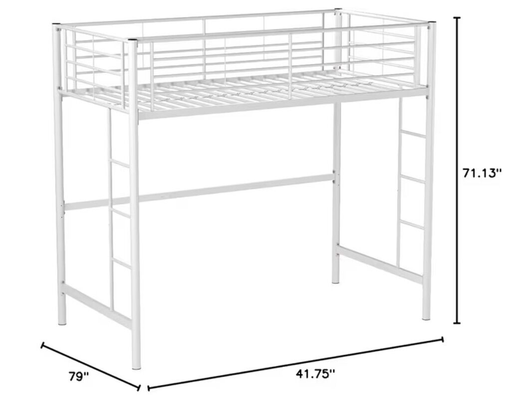 Twin Loft Bed With Twin Mattress