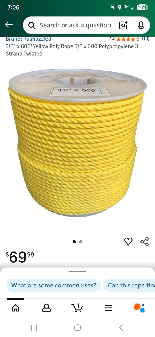 3/8 × 600ft Rope
2 Available
Retail $70, Asking