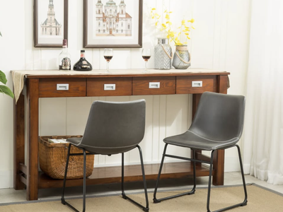 Grey Faux Leather Dining Chairs - Set of 2 (Walker Edison)