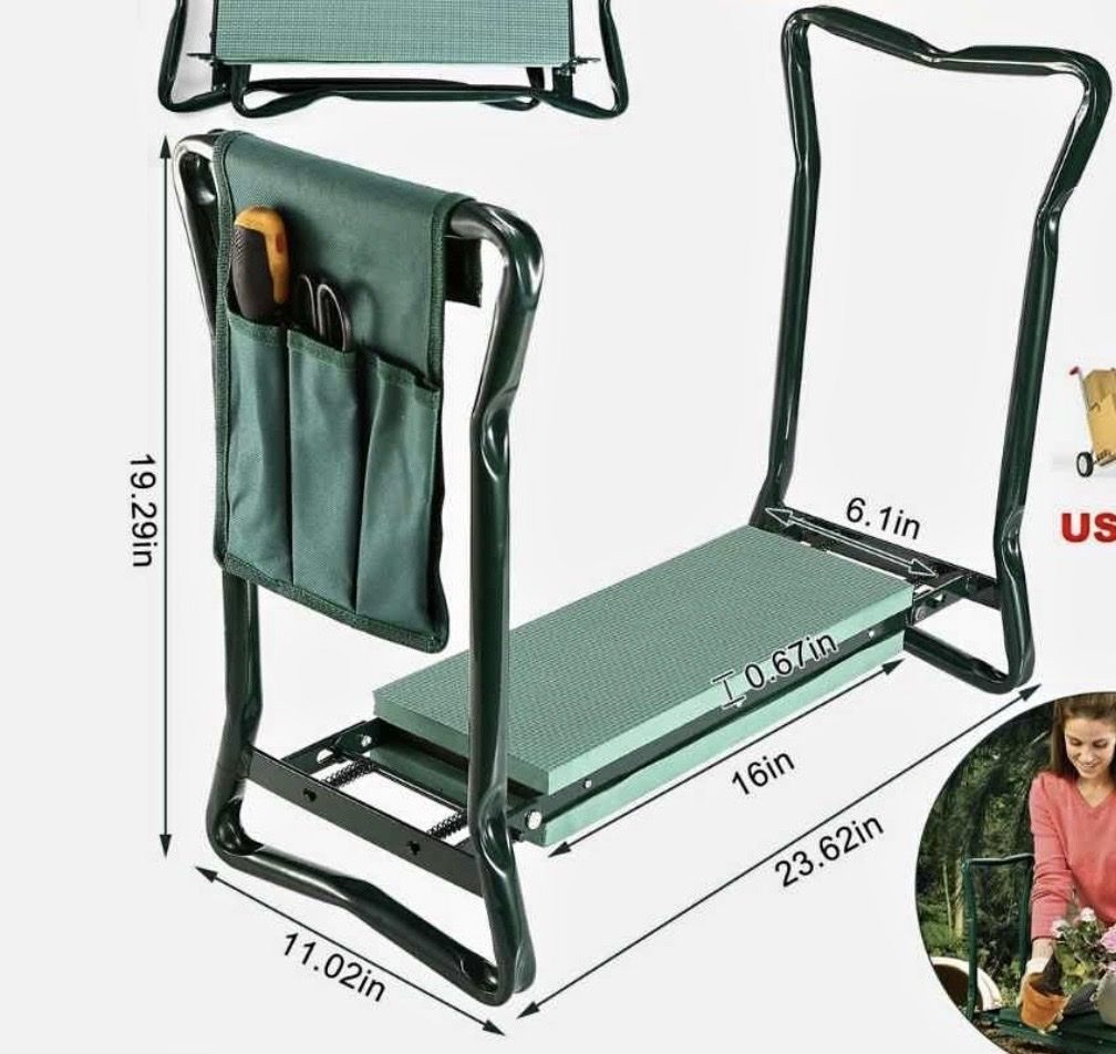 Multi-functional Folding Garden Kneeler & Seat with Tool Pouch - Portable & Lightweight