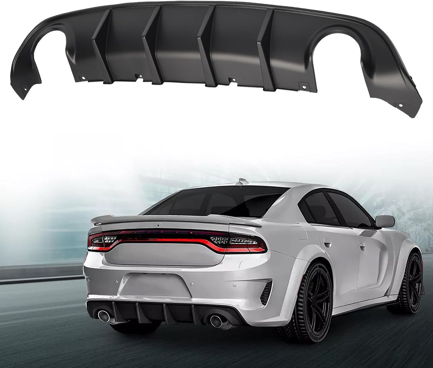 2015-2023 Dodge Charger SRT Matte Black Rear Bumper Diffuser Lip Spoiler - New
