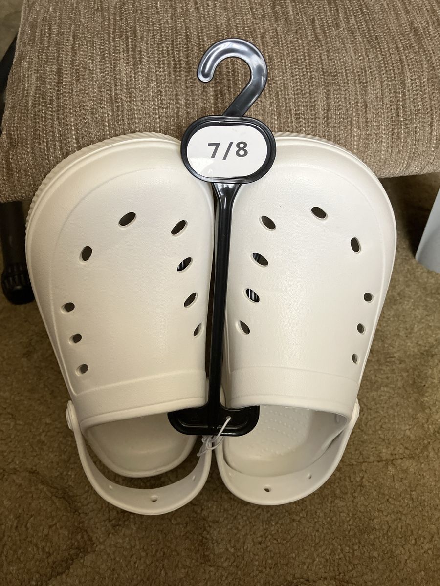 White Rubber Clogs Size 7/8 - Comfortable & Easy to Clean