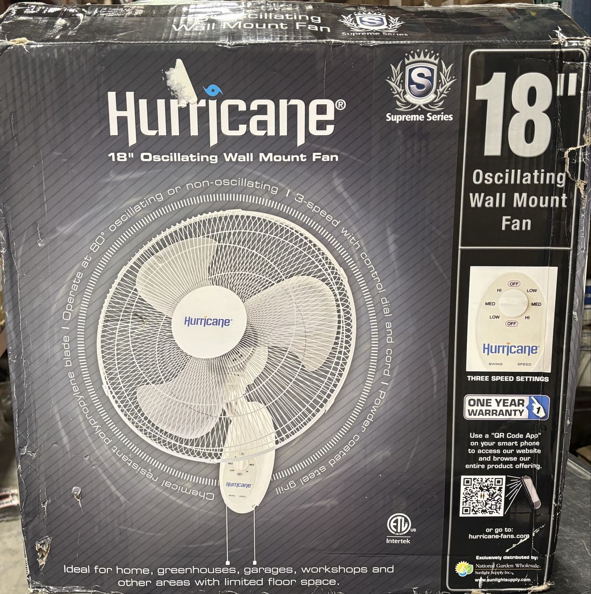 18 Inch Oscillating Wall Mount Fan