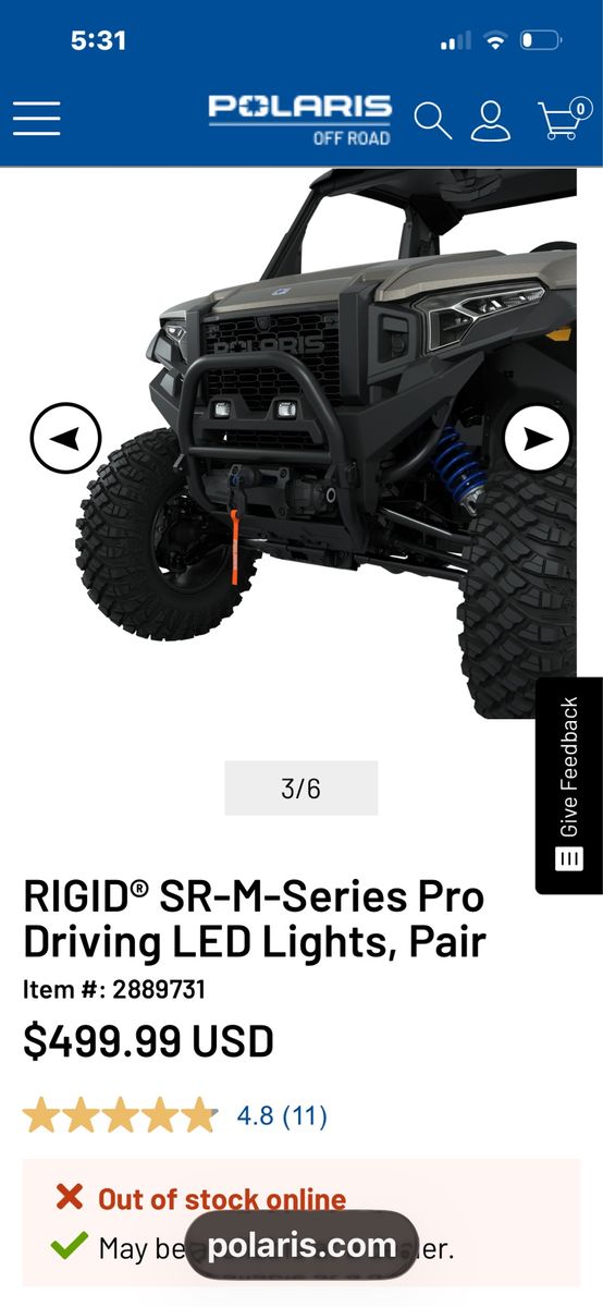 Polaris Xpedition Rigid Driving lights
