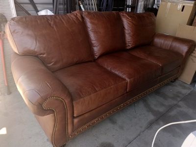 brown leather couch