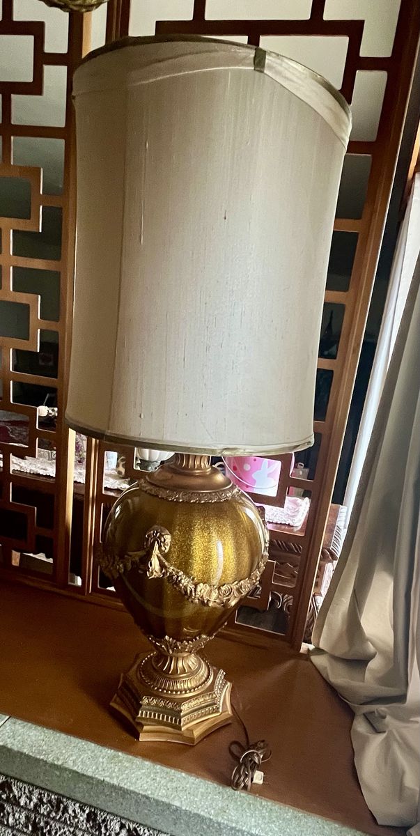 Vintage Hollywood Regency style brass lamp