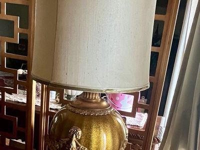 Vintage Hollywood Regency style brass lamp