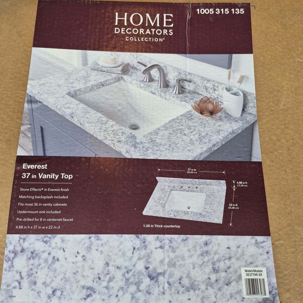 37" vanity top with sink. new