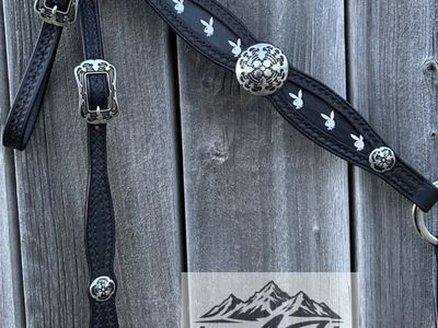 Handcrafted Bunny Tack Set - Black Leather, Antique Hardware, Unique Design
