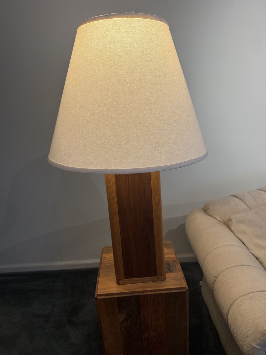 Vintage Geometric Wood Table Lamp