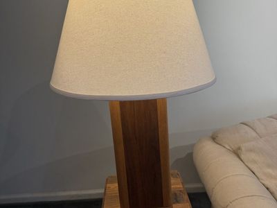 Vintage Geometric Wood Table Lamp