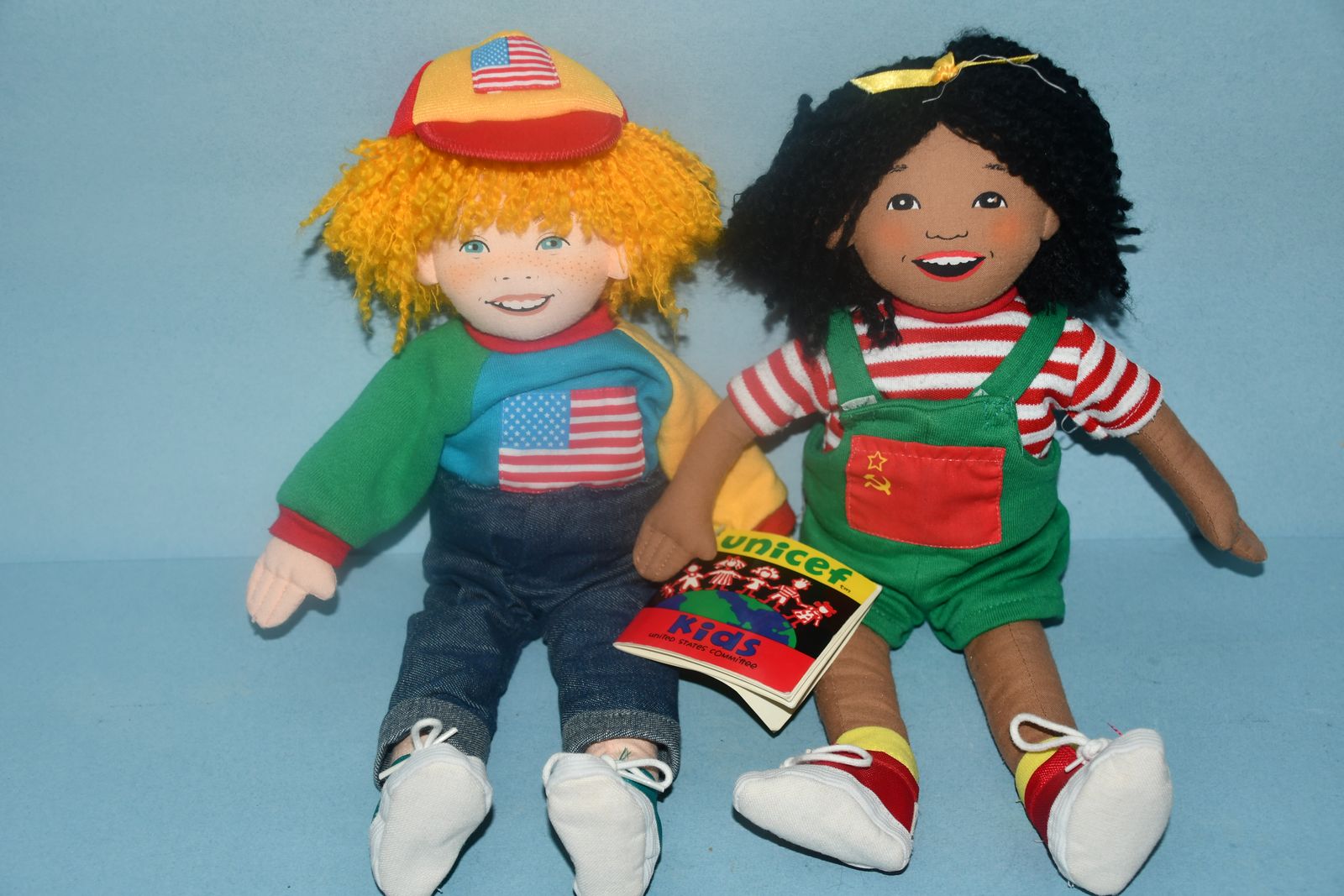 2 VINTAGE 1991 "UNICEF" DOLLS ~ HEIGHT 13" ~ CLEAN ~ BOTH FOR $5