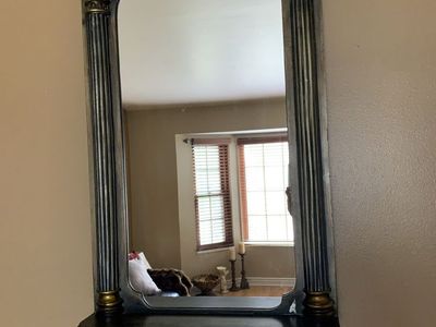 Ornate Decorative Wall Mirror with Shelf - Greco-Roman Style, Antique Gold Finish
