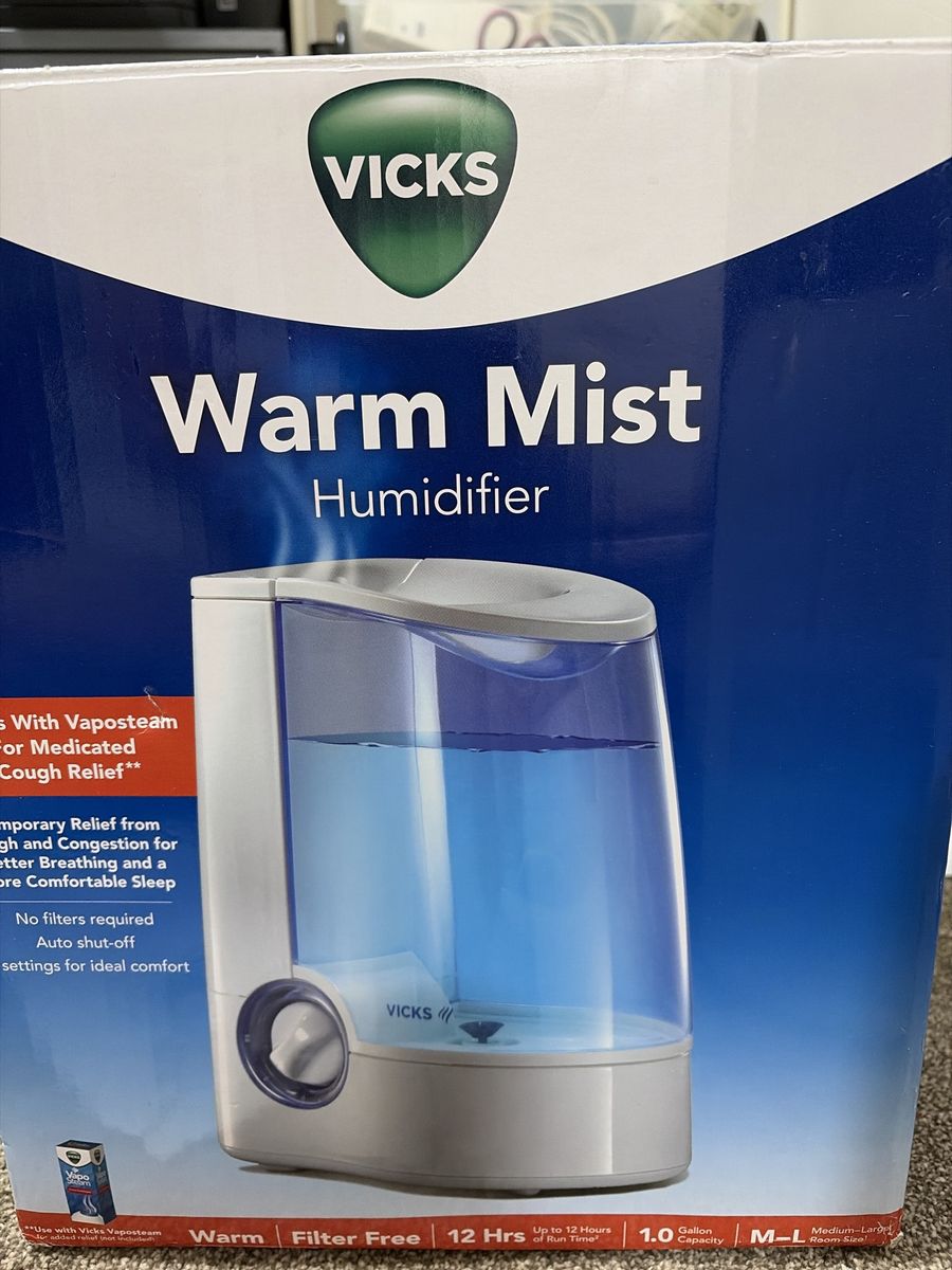 Vicks Warm Mist Humidifier 1.0 Gallon Capacity Filter Free