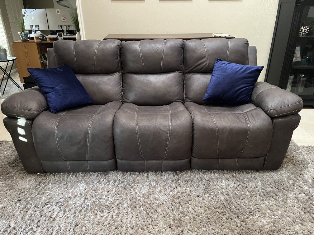 Very Gently Used Wall Hugger Leather Couch