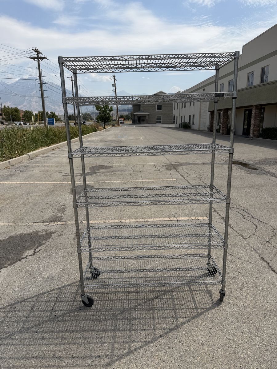 Commercial Chrome Wire Shelving — Rolling, 2 Sizes Available