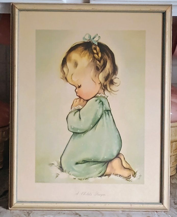 Vintage 'A Child's Prayer' Framed Print