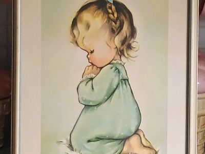 Vintage 'A Child's Prayer' Framed Print