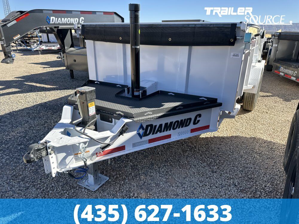 7x14 Diamond C LPT 207 Dump Trailer - 32" Sides - 15.5K GVWR - 14 Ply Tires, Board Brackets, Long Arm Tarp