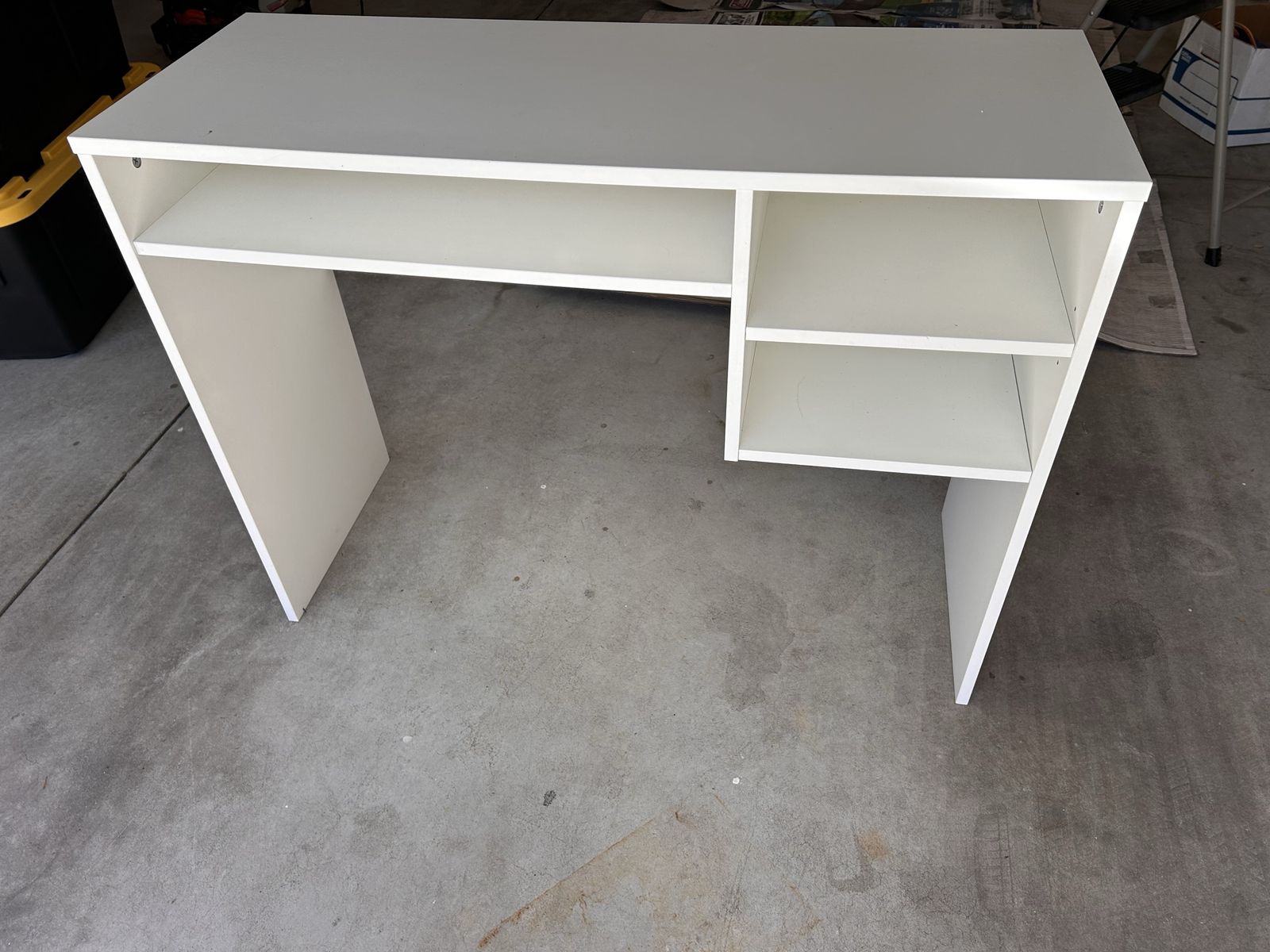 White Wood Desk with Shelves - Compact Home Office/Student Table
