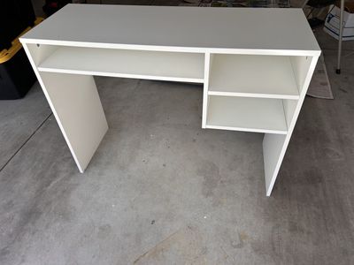 White Wood Desk with Shelves - Compact Home Office/Student Table