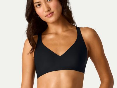 ( 4 ) Brand New Bombas No Show Plunge Bralette LARGE ( Two Black & Two Pink )