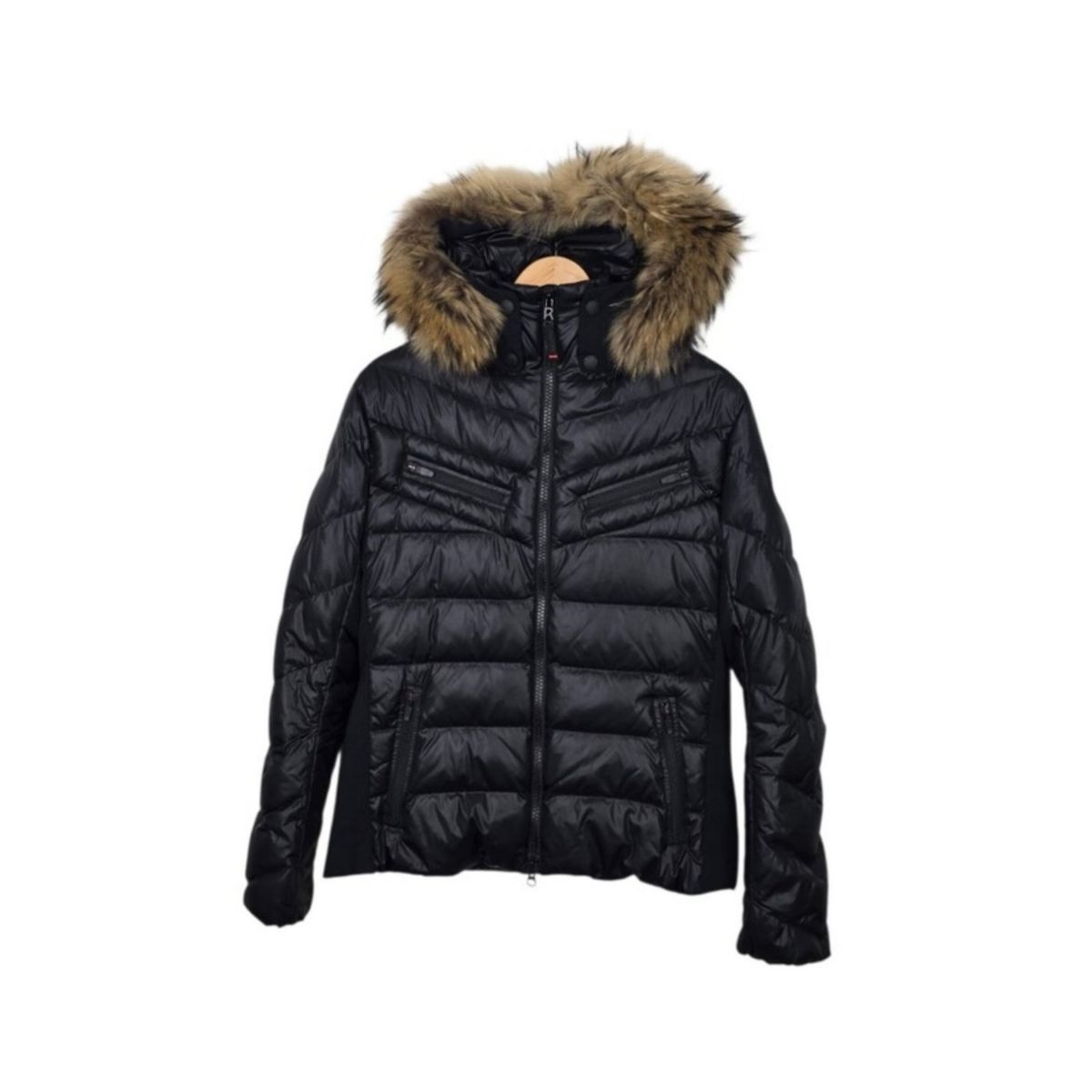 Bogner Fire + Ice Down Ski Jacket Black Detachable Finn Raccoon Fur Hood US 10