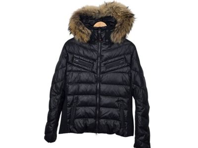 Bogner Fire + Ice Down Ski Jacket Black Detachable Finn Raccoon Fur Hood US 10