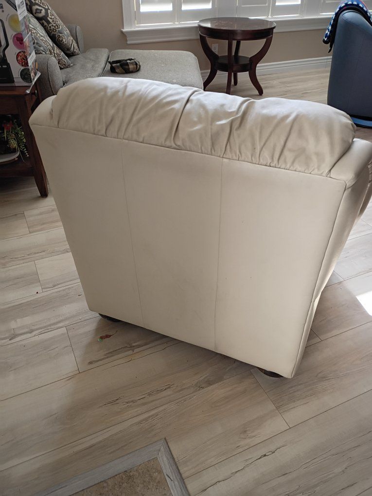 Cream Leather Armchair $65 or B/O