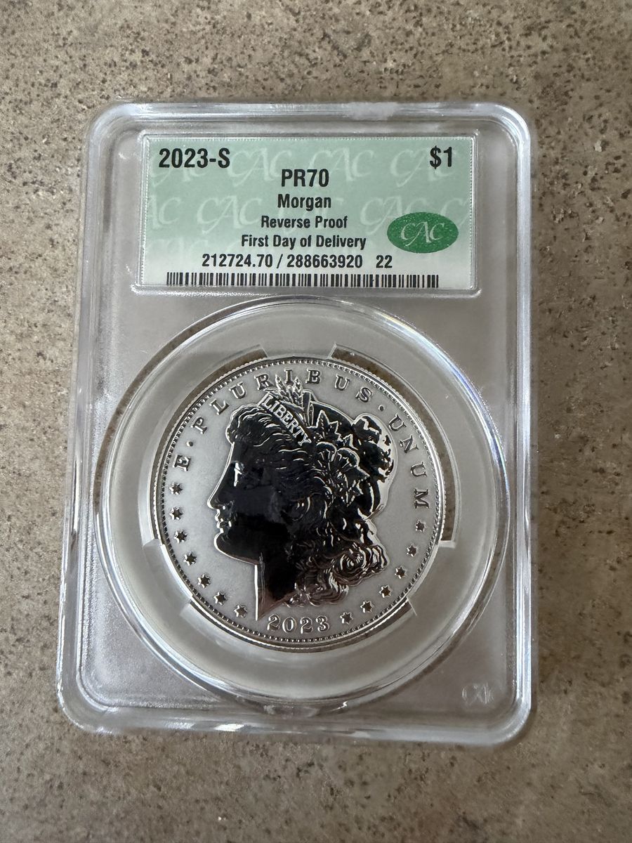 2023-S Morgan Reverse Proof PR70 First Day of Delivery CAC Graded Silver Dollar Coin