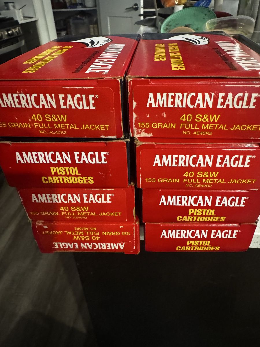 American Eagle .40 S&W 155 Grain Full Metal Jacket Pistol Cartridges (Qty 400)