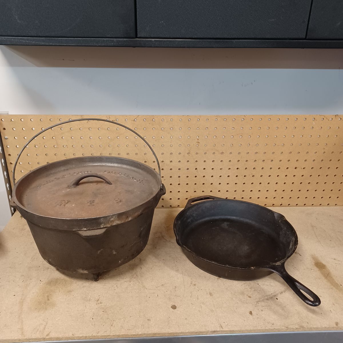 Camp oven and skillet. Cast iron