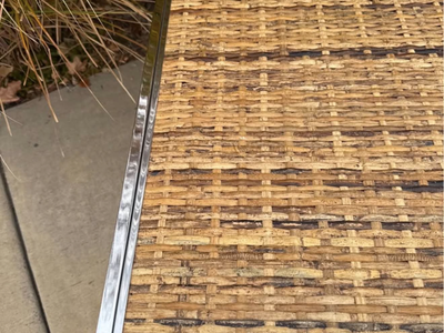 Mid Century Modern Chrome Bamboo Woven Side Table