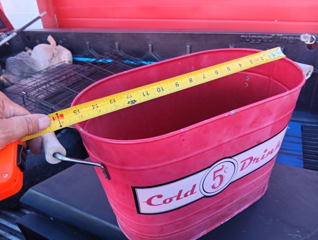 Cold Drinks 5¢ Cool Metal Bucket!
