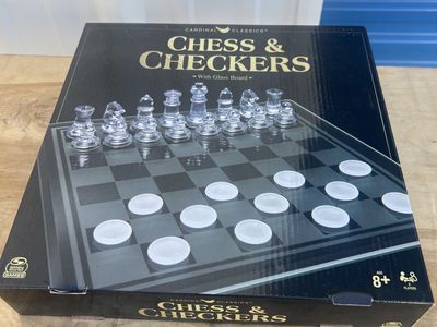 Cardinal Classics Chess & Checkers Set with Glass Board - New