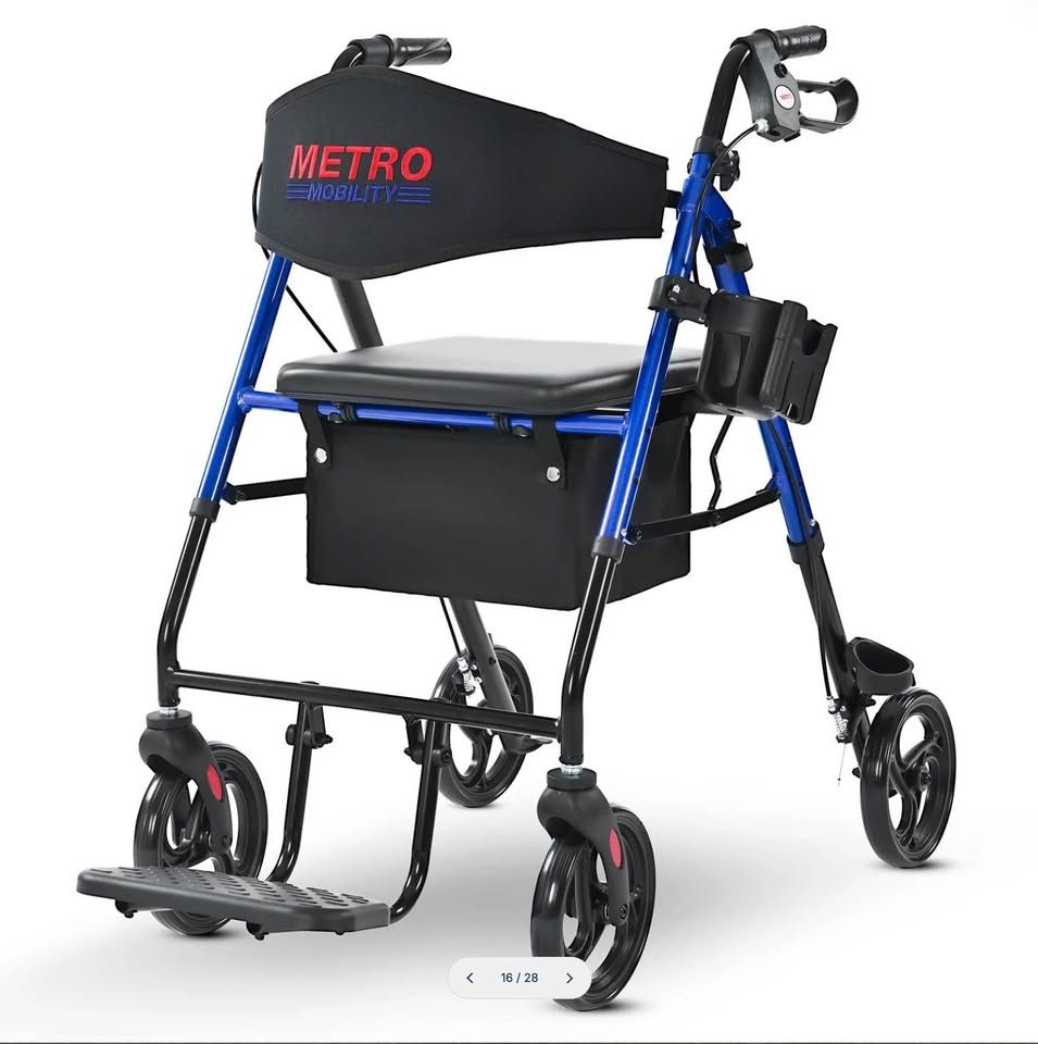 Metro Mobility - Foldable Rollator Walker / Wheelchair (Lightweight Mobility Aid)