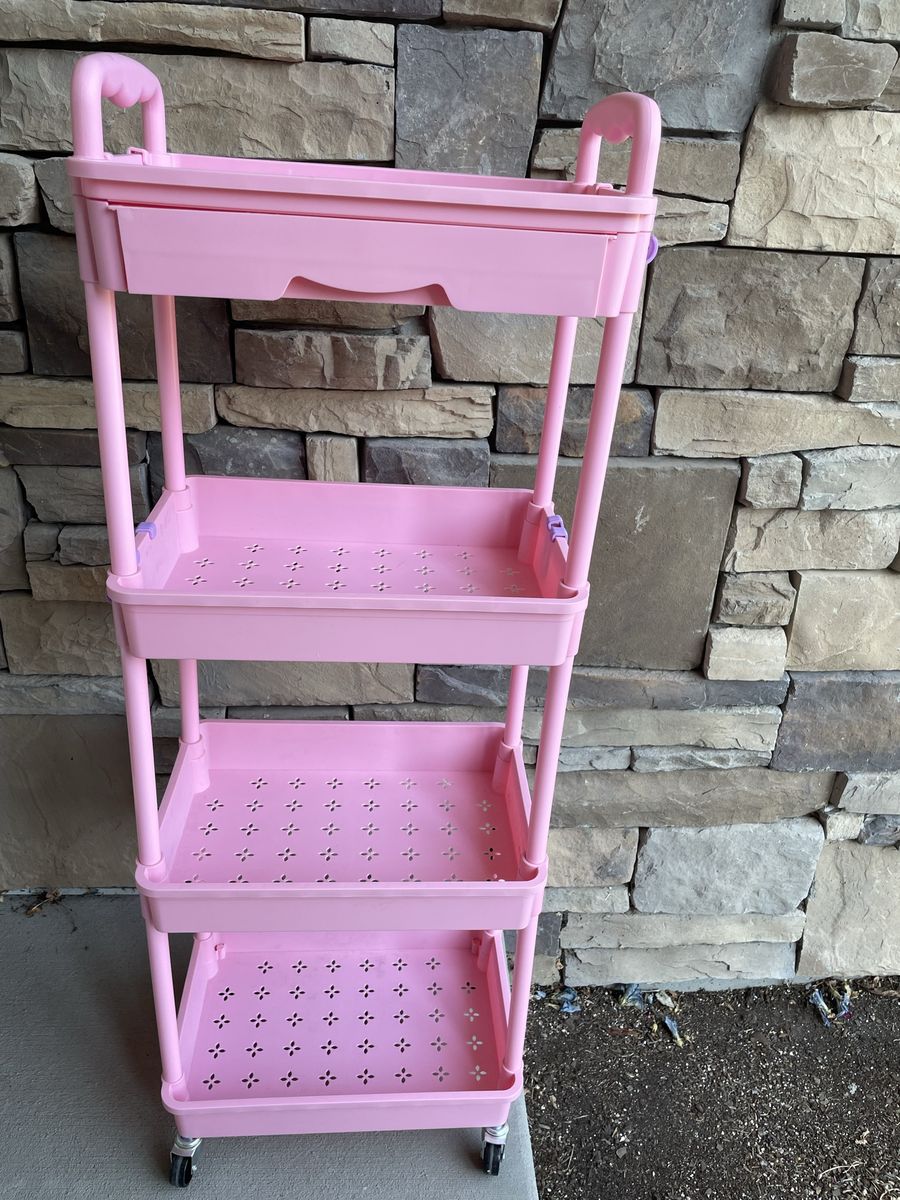 41” x 10” 4 tier rolling cart little girl princess room with top tray drawer